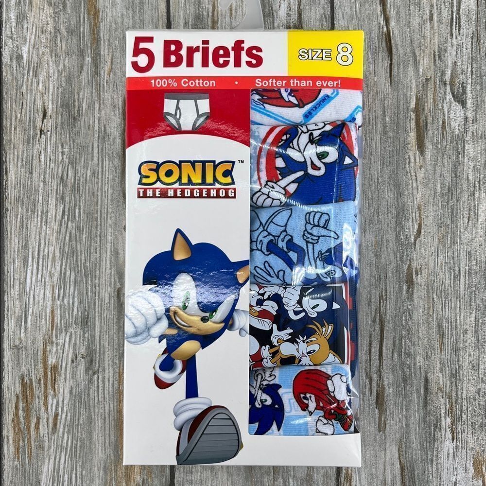 Boys Sonic The Hedgehog Cotton Brief Character Underwear, 5-Pack, Size 8